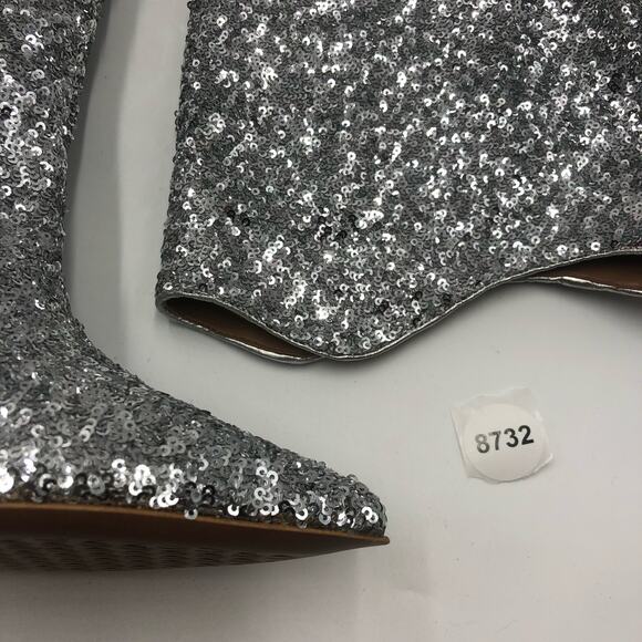 Free People Vicenza After Midnight Silver Knee High Heel Boots Size US 11 - Picture 6 of 8